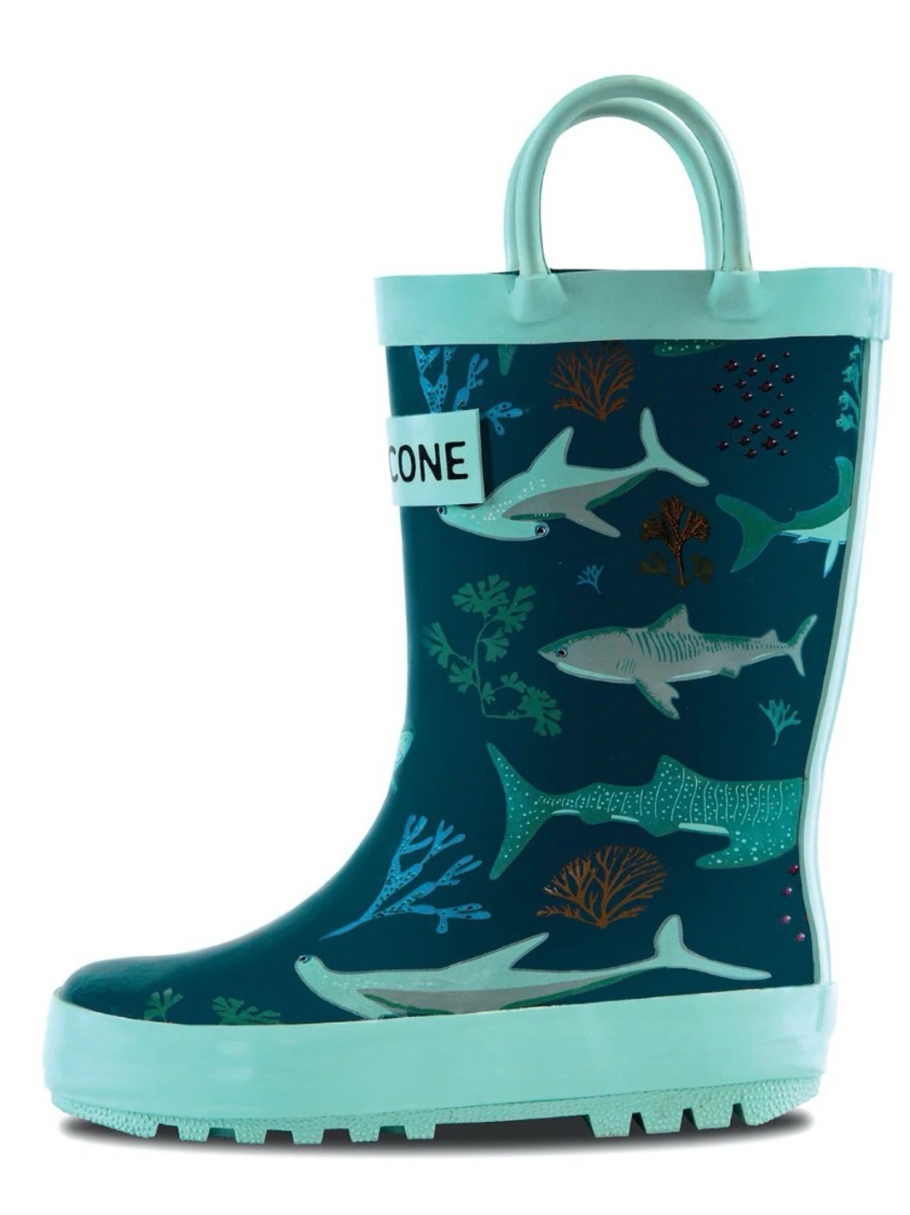 Kids Teal Shark Rain Boots size 7